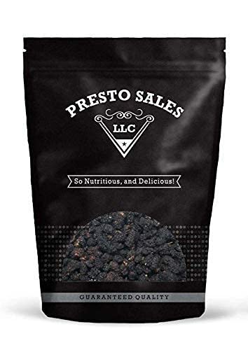 Mulberries FRESH Dried Black - No sugar added Delicious Quality Vegan User Friendly Snack Healthy Ingredient Luscious Packed in a resealable 5 lbs. (80 oz.) pouch bag by Presto Sales LLC