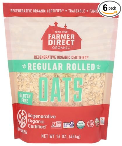 Farmer Direct Organic Rolled Oats Regular Roll 16 oz (Pack of 6)