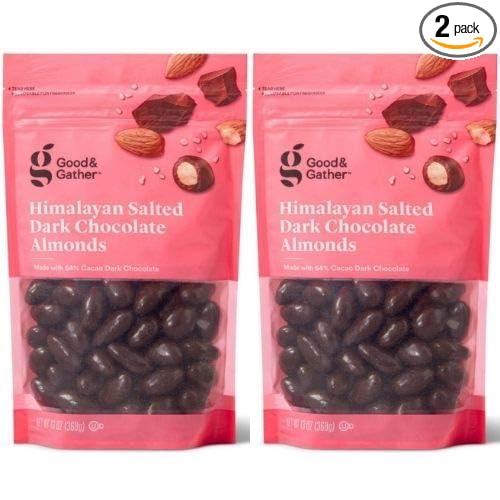 2 Set- Good &amp Gather Himalayan Salted Dark Chocolate Almonds. 13 Ounce. Sweet and Salty Snack. 64% Cacao. (2 Pack) 1.0 Count