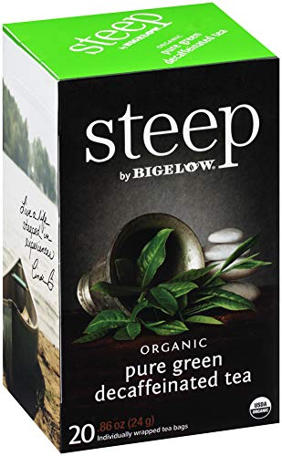 steep Organic Pure Green Decaf 20 Count Box Certified Organic Gluten-Free Kosher Tea in Foil-Wrapped Bags