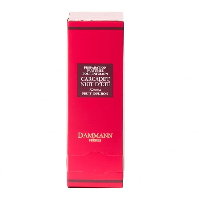 Dammann Freres Sachets Carcadet Nuit d'été Tea Bags Premium Gourmet French Hibiscus and Berry Herbal Tea Individually Wrapped 24 Count (Single Pack)