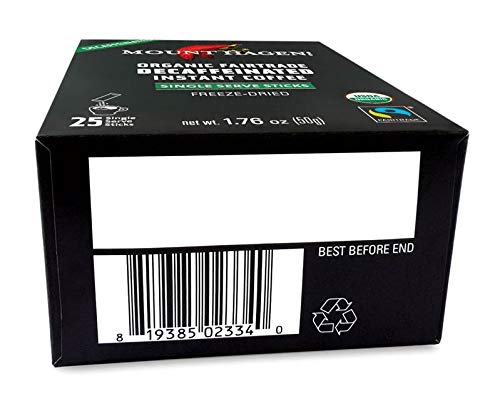 Mount Hagen 25 Count Single Serve Instant Decaf Coffee Packets - 2 Pack | Decaffeinated Organic Medium Roast Arabica Beans | Eco-friendly Fair-Trade [2 x 25 sticks/1.76oz/50g]