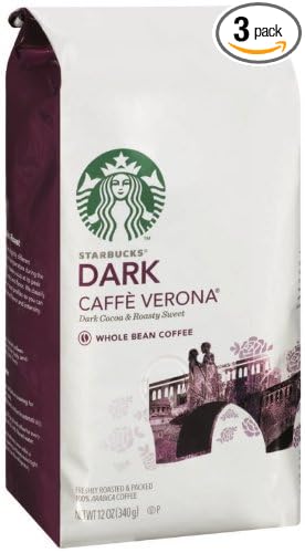 Starbucks Caffe Verona Whole Bean Coffee12 Ounce (Pack of 3)