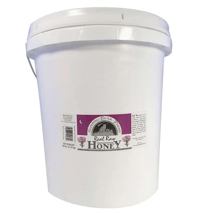 Sleeping Bear Farms Bulk RAW Honey 60 lb. Bucket Natural Creamy Spreadable Crystals of Star Thistle 5 Gallon Pail Unpasturized Unfiltered Unheated