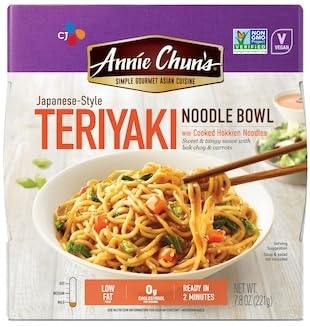 Annie Chun's Japanese Style Noodle and Soup Bowls Bundlle with Yakisoba Peanut Sesame Spicy Miso Ramen Miso Teriyaki Shoyu Ramen (Pack of 6) and Make Your Day Sporks