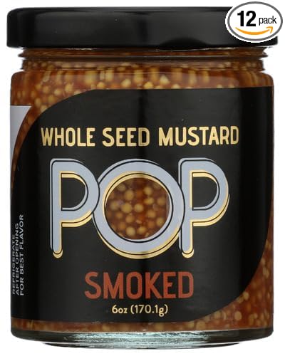 Pop Mustards Whole Seed Smoked 6 oz (Pack of 12)