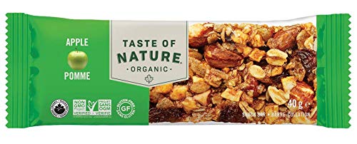 Taste of Nature Organic Apple Snack Bar - Healthy Gluten Free Non GMO Vegan Snack Bars with Mixed Nuts Fruits and Seeds - 16-Count Snack Pack