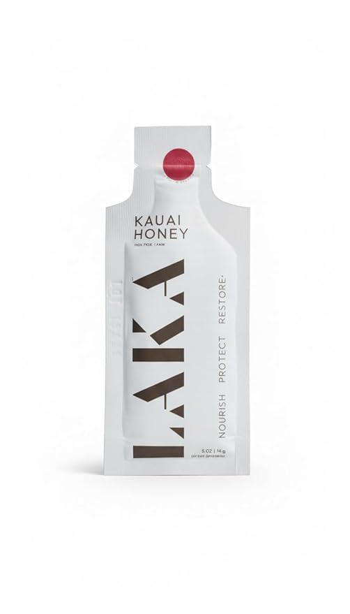 LAKA 100% Raw Hawaiian Honey Natural Energy Sleep &amp Recovery Support Enzyme Mineral &amp Amino Acid Rich Glyphosate-Free Unfiltered &amp Pure 12 Pack (180g Total)