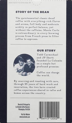 La Colombe Monte Carlo Decaf Whole Bean Coffee 12 Oz
