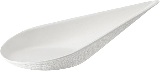 Restaurantware Tasting Spoons - 100 Pack - 4.25 Inch Pulp Safe Home Compostable Teardrop Mini Spoon - Eco-Friendly Sugarcane Bagasse Disposable Utensils for Catering Food Tasting