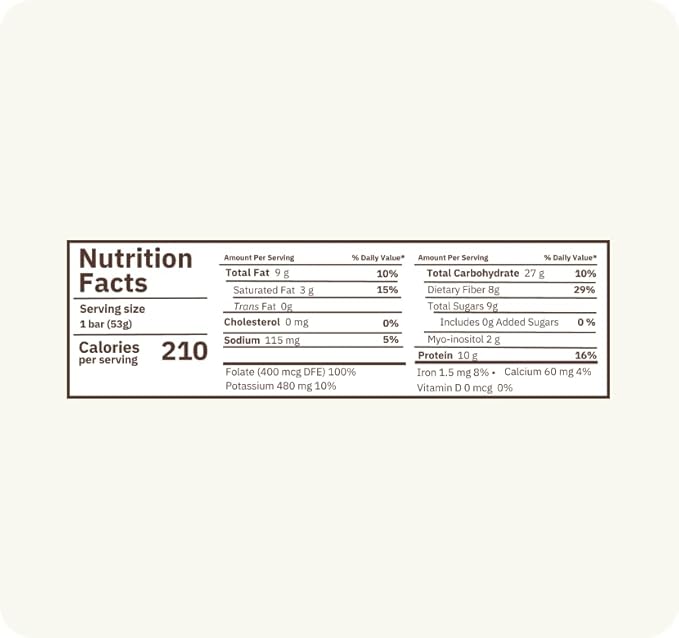 OVU Bar – Fertility Pregnancy &amp Postpartum Nutrition Support for Women Myo-Inositol Folic Acid Maca High Protein High Fiber Cocoa Coconut 9 Bars