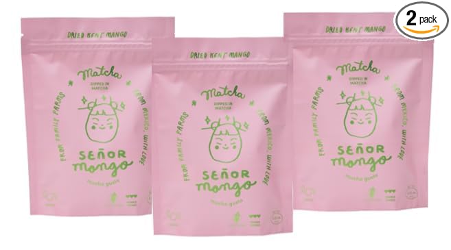 SEÑOR MANGO | MATCHA - Dried Mango with Matcha Coating | Organic Kent Variety | No Sugar Added | Gluten-Free Fruit Snack | Made in Mexico | 3 Pack – 2.1 oz Each
