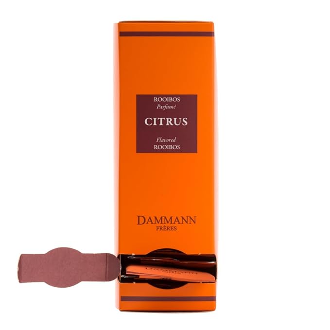 Dammann Freres Sachets Rooibos Citrus Tea Bags Premium Gourmet Notes of Lemon Clementine and Orange Tea Individually Wrapped 24 Count (Single Pack)