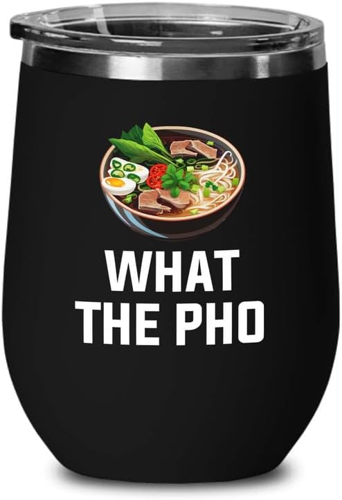 Ramen Lover Black Edition Wine Tumbler 12oz - What the pho - Food Lovers chicken pumpkin vegan pantry spicy noodles