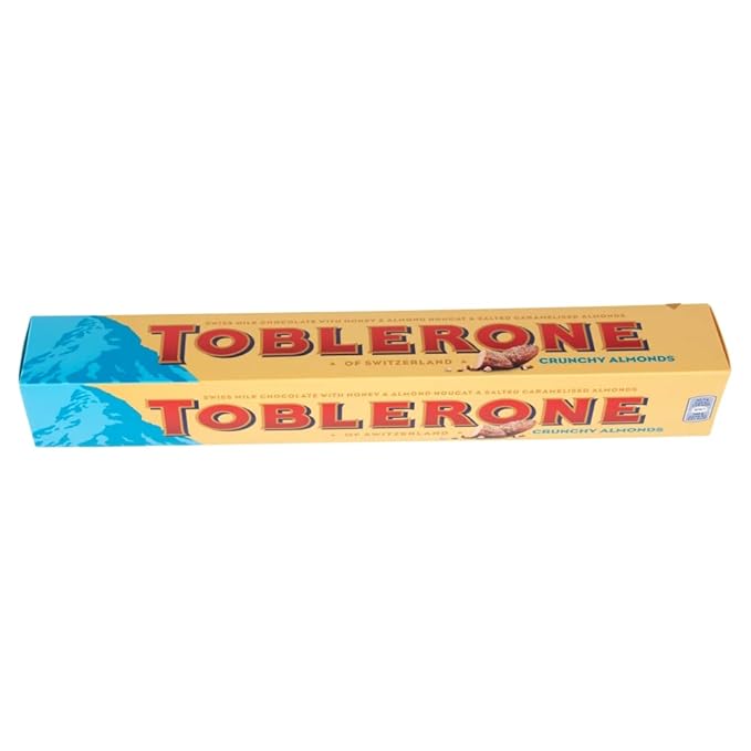 Toblerone Crunchy Almonds Chocolate Bar 360g. Christmas Confectionery Big Night In Birthday Easter Halloween Thank you gift Sharing Chocolate Bar Present Great Gift OFFICIAL