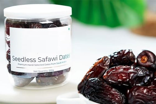 8.81oz Gourmet Seedless Safawi Dates 250g | Premium Dry Fruits | All-Natural | No Added Sugar | No Preservatives | Gluten-Free | Vegan | Non-GMO | Khajur/Khajoor/Khejur