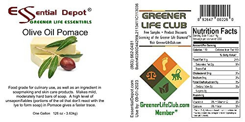 Essential Depot Olive Oil - Pomace - Food Grade - 2 Gallons 256 oz - 2 x 1 Gallon Containers - Safety Sealed HDPE Container with Resealable Cap