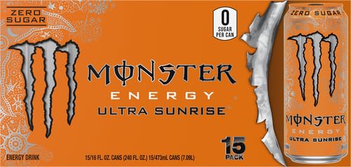 Monster Energy Ultra Sunrise Sugar Free Energy Drink 16 Fl Oz | Pack of 15