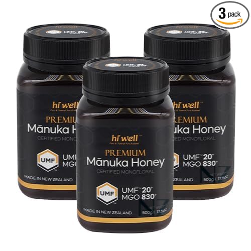 (Pack of 3) Hi Well Premium Manuka Honey Certified Monofloral UMF 20+ MGO 830+ 500g