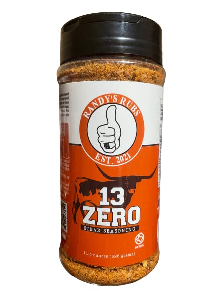Randy's Rubs Seasoning 13ZERO Steak Seasoning SUGAR FREE and NON-DAIRY IT DONT SUCK Y'ALL! (One LARGE 11.5 Ounce Shaker)