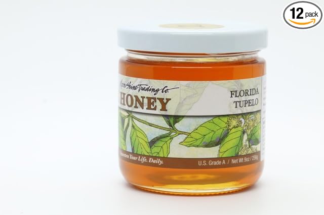 Florida Tupelo Honey - Moon Shine Trading Co 9 oz Pack of 12 U.S. Grade A Gourmet Honey from Apalachicola River Basin