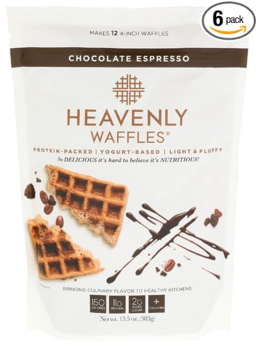 Heavenly Waffle Waffle Mix Chocolate Espresso 13.5 oz (Pack of 6)