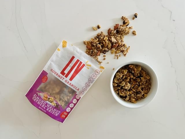 Liv Gourmet Oatmeal Raisin Granola - 8oz (Pack of 6) | Healthy Nutrient-Dense Snack Breakfast Cereal | 1:1 Nut-to-Oat Ratio | Non-GMO Low Sugar Vegan | Organic Oats No Artificial Ingredients No
