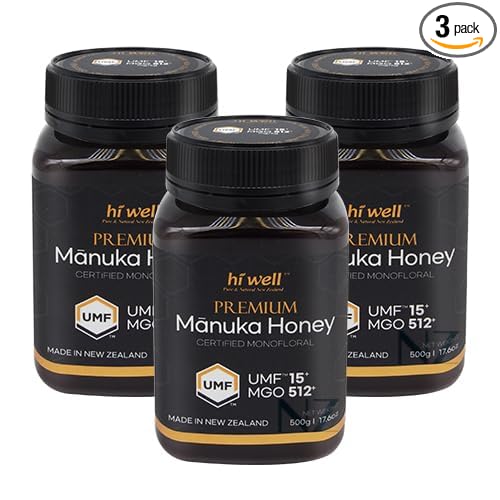 (Pack of 3) Hi Well Premium Manuka Honey Certified Monofloral UMF 15+ MGO 515+ 500g