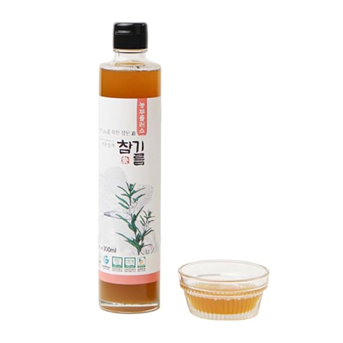 NONGBU PLUS Light Roasted Sesame Oil 10.14 Fl Oz (300ml) 한국산 저온압착 참기름 – 100% Pure Sesame Seed Oil Korean-Style Rich &amp Nutty Flavor