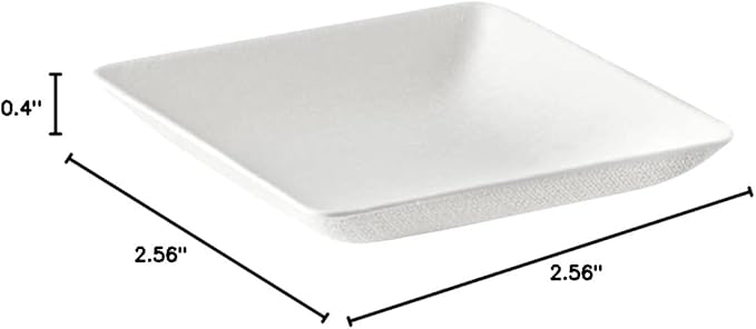 Restaurantware Pulp Safe No PFAS Added 2.6 x 2.6 Inch Mini Square Plates 100 Disposable Plates - Home Compostable Microwavable And Freezable White Bagasse Plates For Hot And Cold Foods