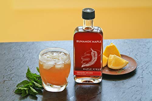 Runamok Maple Hot + Spicy Infused Maple Syrup - Authentic &amp Real Vermont Maple Syrup | Smoked Chili Pepper Infused | Great Spice For Any Meal Vinaigrettes Chicken &amp Waffles | 8.45 Fl Oz (250