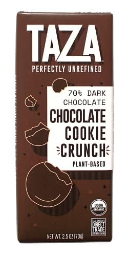 Taza Chocolate Organic Smooth &amp Crunchy 70% Dark Bar Variety Pack Bundle 2.5 oz (4 count) Vegan