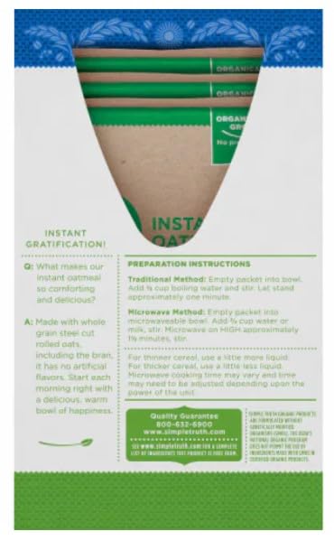 Generic Simple Truth Organic Original Instant Oatmeal 12ct (Pack of 4)