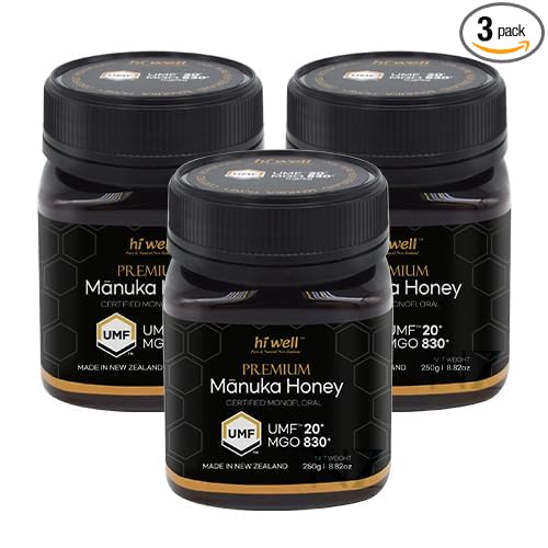 (Pack of 3) Hi Well Premium Manuka Honey Certified Monofloral UMF 20+ MGO 830+ 250g