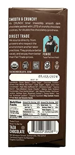 Taza Chocolate Organic Smooth &amp Crunchy 70% Dark Bar Variety Pack Bundle 2.5 oz (4 count) Vegan