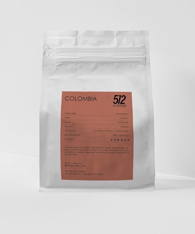 512 Coffee Specialty Colombia Medium Roast – Premium Single Origin Whole Beans with Chocolate Citrus &amp Nutmeg Notes – Fresh Roasted for Drip &amp Filter Brewing