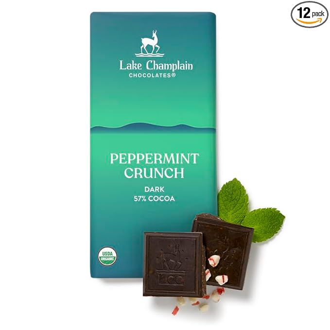 Lake Champlain Chocolates 12 Pack Bar Peppermint Crunch 3 Ounce