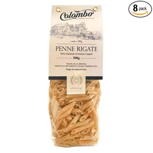 Pasta Penne - Premium Organic Italian Pasta Senatore Cappelli from Italy - Handcrafted Family Owned Gourmet Pasta Brand - Durum Wheat Semolina Pasta 17.6oz / 500g - Pack of 8