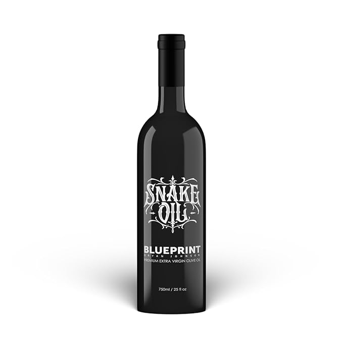 Blueprint Bryan Johnson Olive Oil – Snake Oil- High Polyphenol Extra Virgin Olive Oil (400+ mg/kg) – Cold Pressed Early Harvest First Cold Press EVOO – Keto Paleo Non-GMO – 750ml Glass Bottle