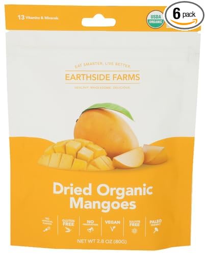 Earthside Farms Dried Mangoes 2.8 oz (Pack of 6)