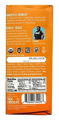 Taza Chocolate Organic Smooth &amp Crunchy 70% Dark Bar Variety Pack Bundle 2.5 oz (4 count) Vegan