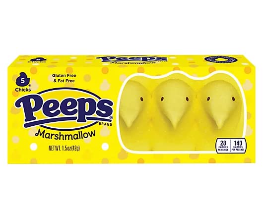 Marshmallow Peeps Yellow Chicks 5 Chicks Per Package (Case of 24 Packages)