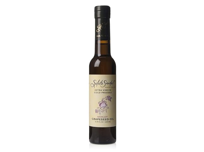 Salute Santé! Cold Pressed Extra Virgin Merlot Grapeseed Oil – 200ml 6 Pack – Gourmet Finishing Oil for Salads Marinades &amp Cooking – Healthy Non-GMO Vegan High Antioxidant Premium Culinary G