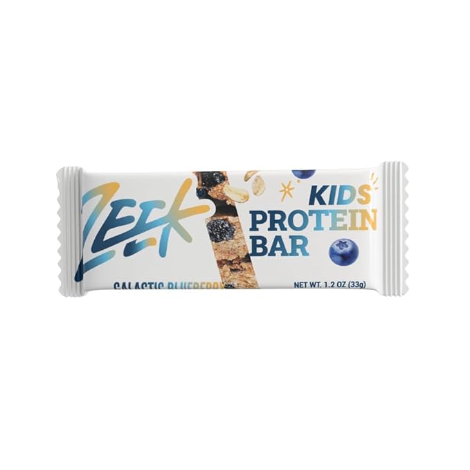 ZEEK BAR - Kids Protein Bars - 6g Protein - All Natural Non-GMO Gluten Free - Galactic Blueberry 12 Count - New &amp Improved Formula!