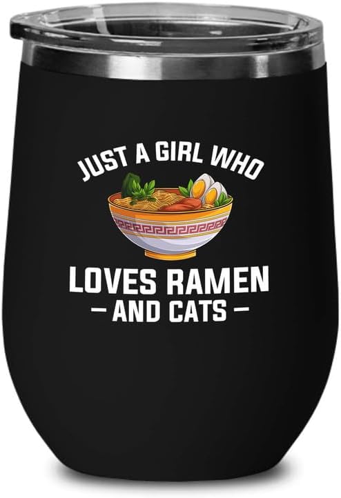 Ramen Lover Black Edition Wine Tumbler 12oz - Just a girl who loves - Food Lovers chicken pumpkin vegan pantry spicy noodles