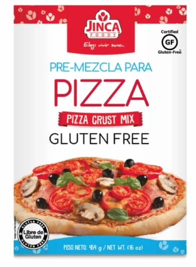 Jinca Gluten Free Pizza Crust Mix 16 oz (454g) – Crisp Thin Crust Easy Homemade Pizza Dough Mix – Wheat Free Lactose Free – Makes Two 12-Inch Pizza Bases