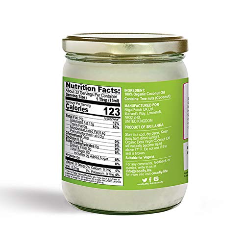 Cocofly Organic Extra Virgin Coconut Oil Raw Coconut Oil For Skin Hair and Cooking Pure Coconut Oil (Aceite de coco) Unrefined with MCTs 16 Fl.oz