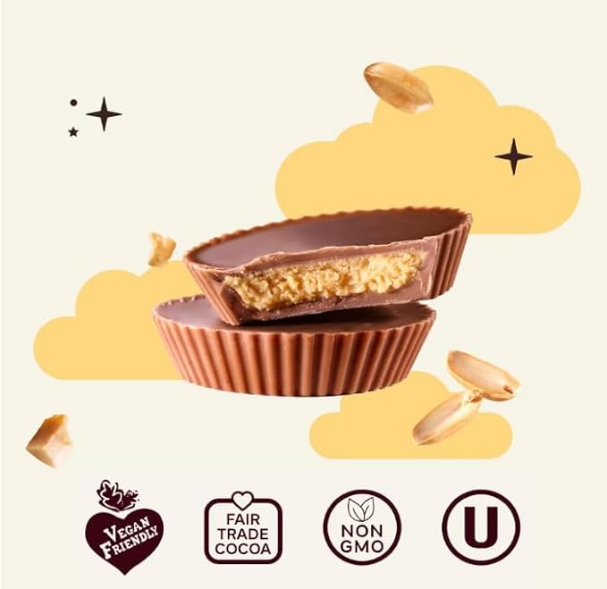 7th Heaven Vegan Oat Milk Chocolate Cups: Variety Pack (Mixed Nuts Cream Hazelnut Cream &amp Rice Crisps Caramelized Coconut Cups Peanut Butter Cups) - (1.5 oz - 8 Pack) Healthy Chocolate Perfe