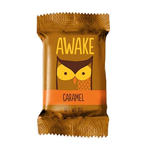 AWAKE Caffeinated Chocolate Bites Caramel Chocolate Energy Snack 1 Bite Equals 1/2 Cup of Coffee 50 Bites
