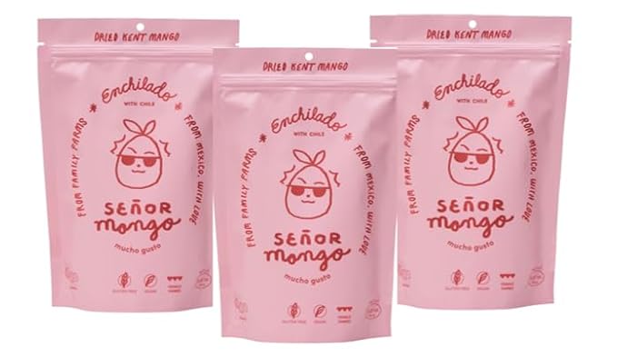 SEÑOR MANGO | ENCHILADO - Spicy Dried Mango with Chili | Organic Kent Variety | No Sugar Added | Gluten-Free Fruit Snack | Made in Mexico | 3 Pack – 8.8 oz Each